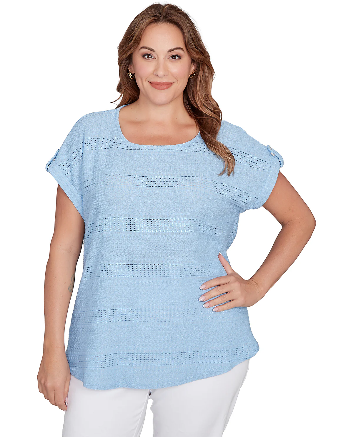 Ruby Road Boho Chic Crochet Like Knit Top - Image 2