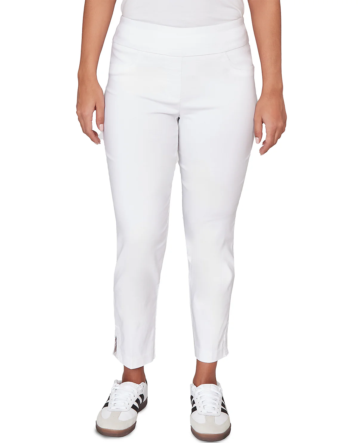 Ruby Road Petite Pull On Silky Ankle Pant With Lace Detail - Image 2
