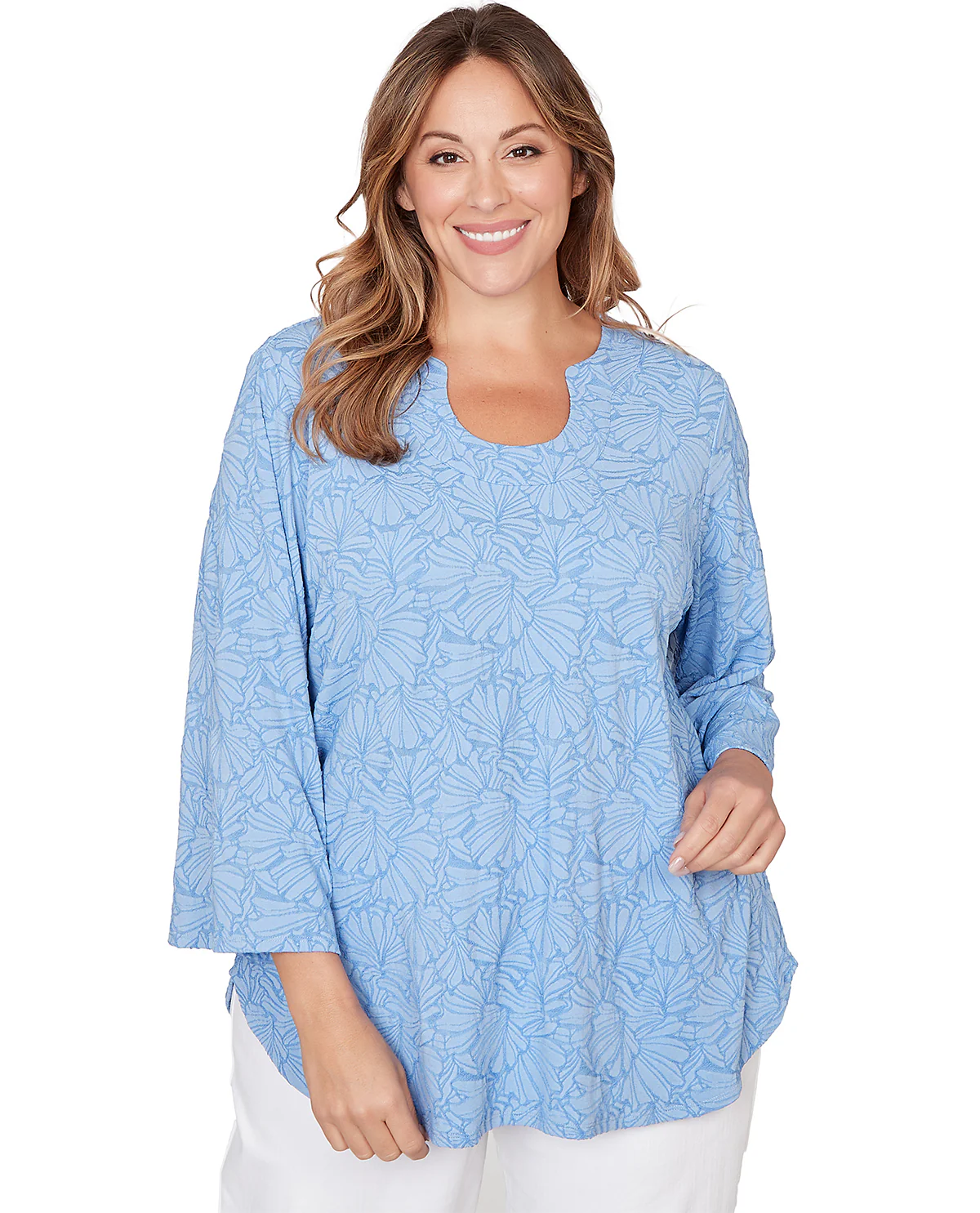 Ruby Road Textured Floral Knit Top