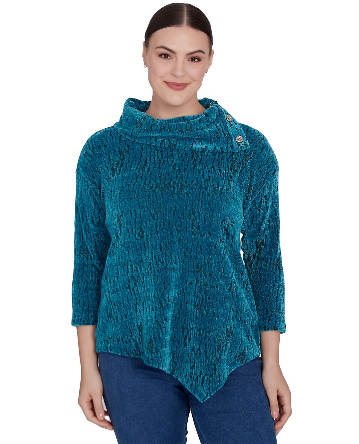 Ruby Road Petite Must Haves II Cowl Neck Jacquard Knit Top - Image 3