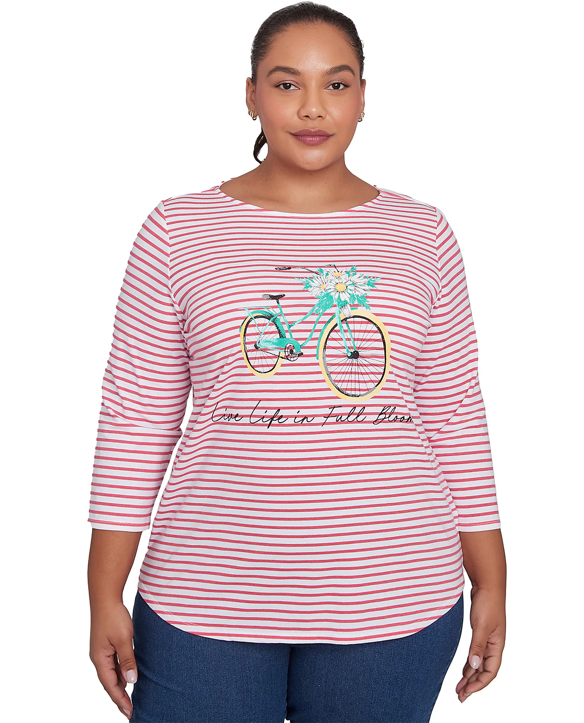 Ruby Road Must Haves Bloom Print Knit Top Coral