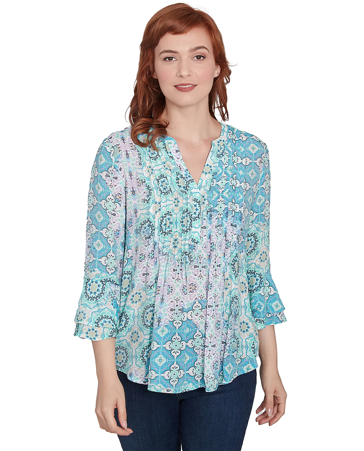 Ruby Road Hello Spring Patchwork Woven Top Julep