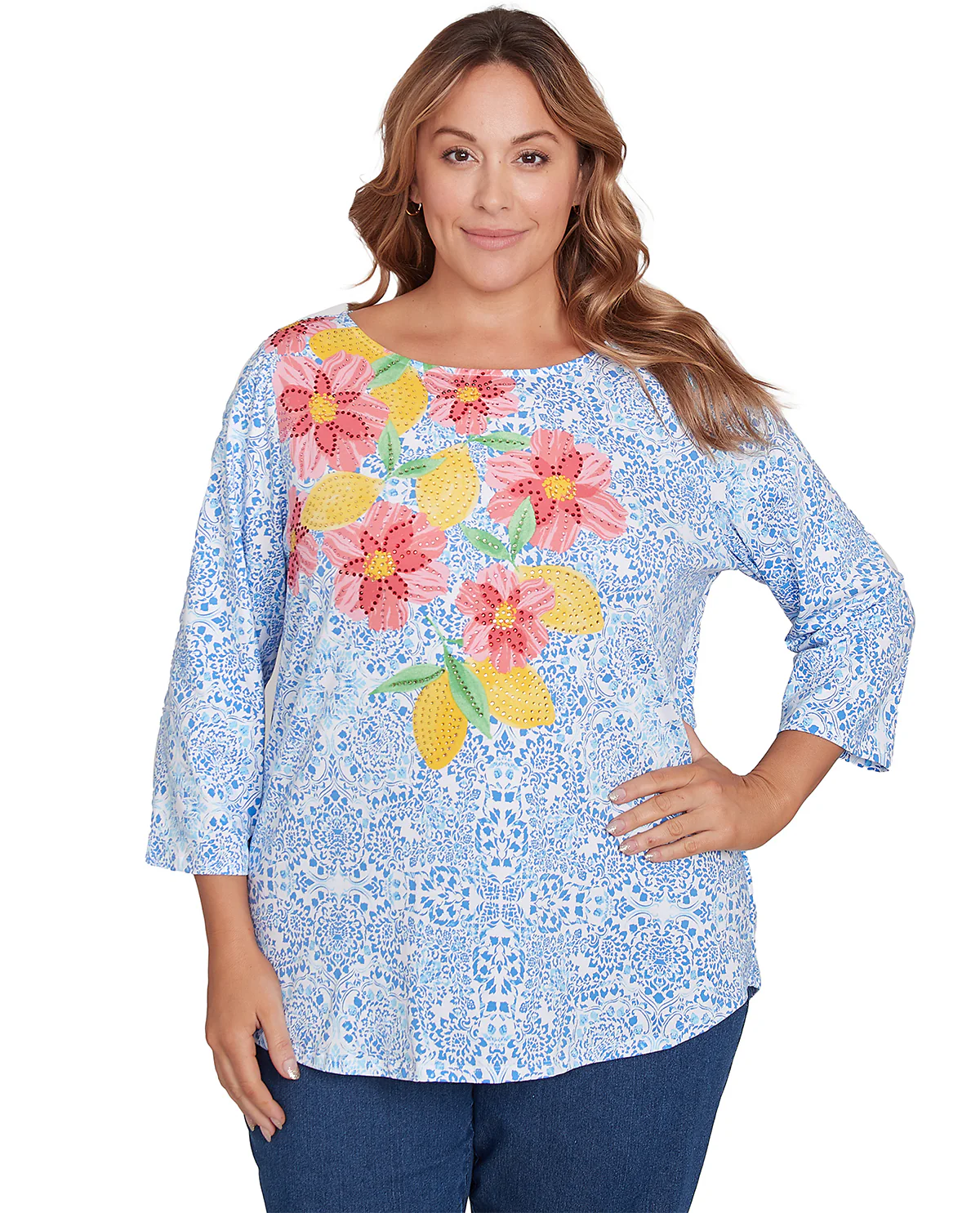 Ruby Road Must Haves Spring Knit Top Bluebird