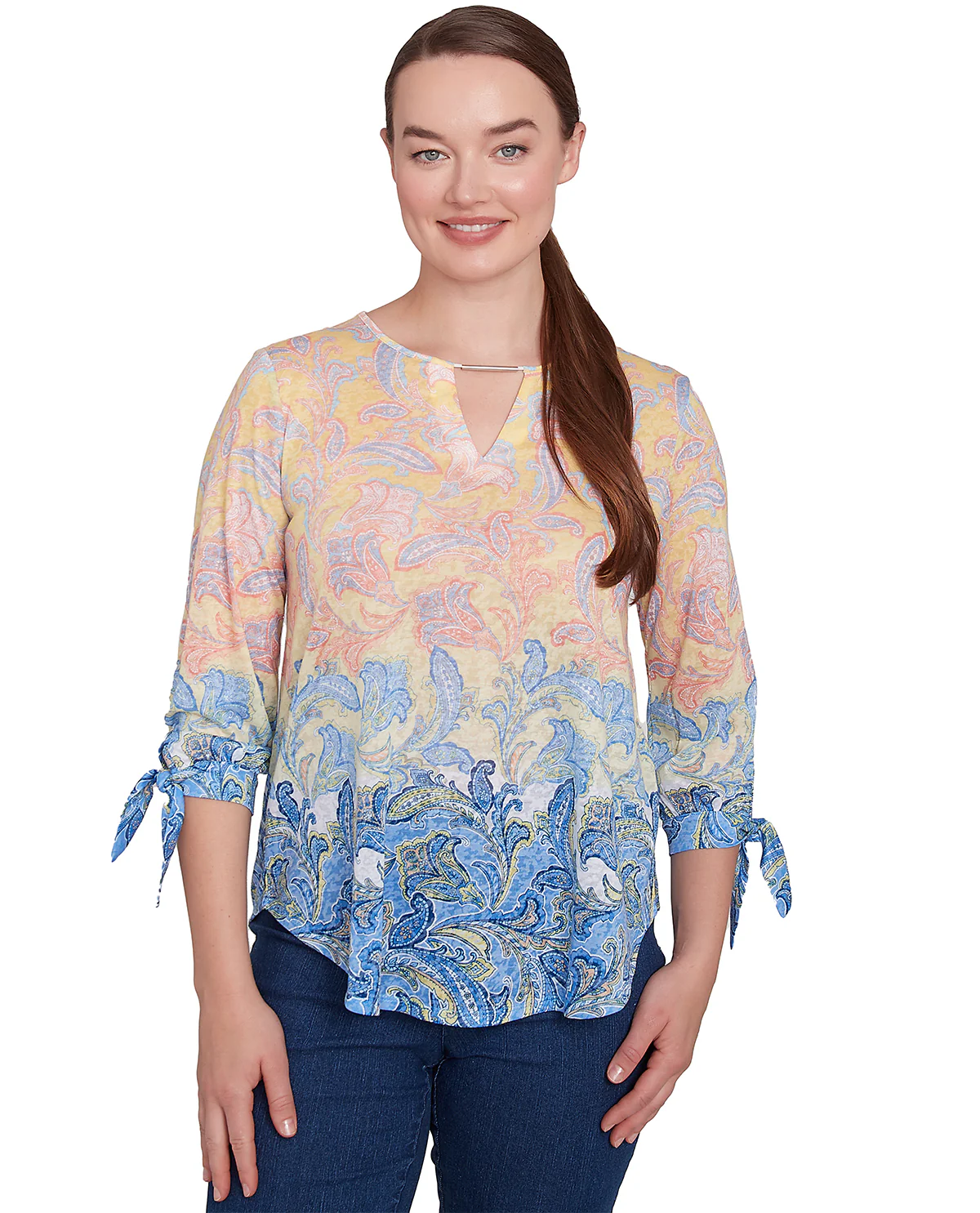 Ruby Road Must Haves II Bead Ombre Knit Top Bluebird