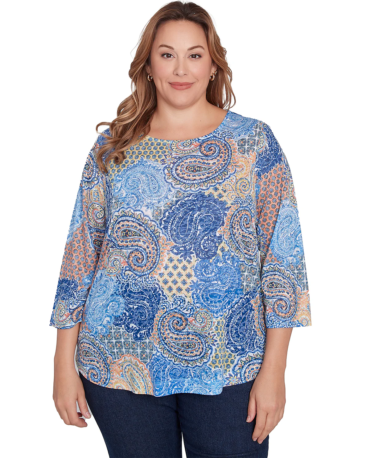 Ruby Road Must Haves Pattern Knit Top Bluebird