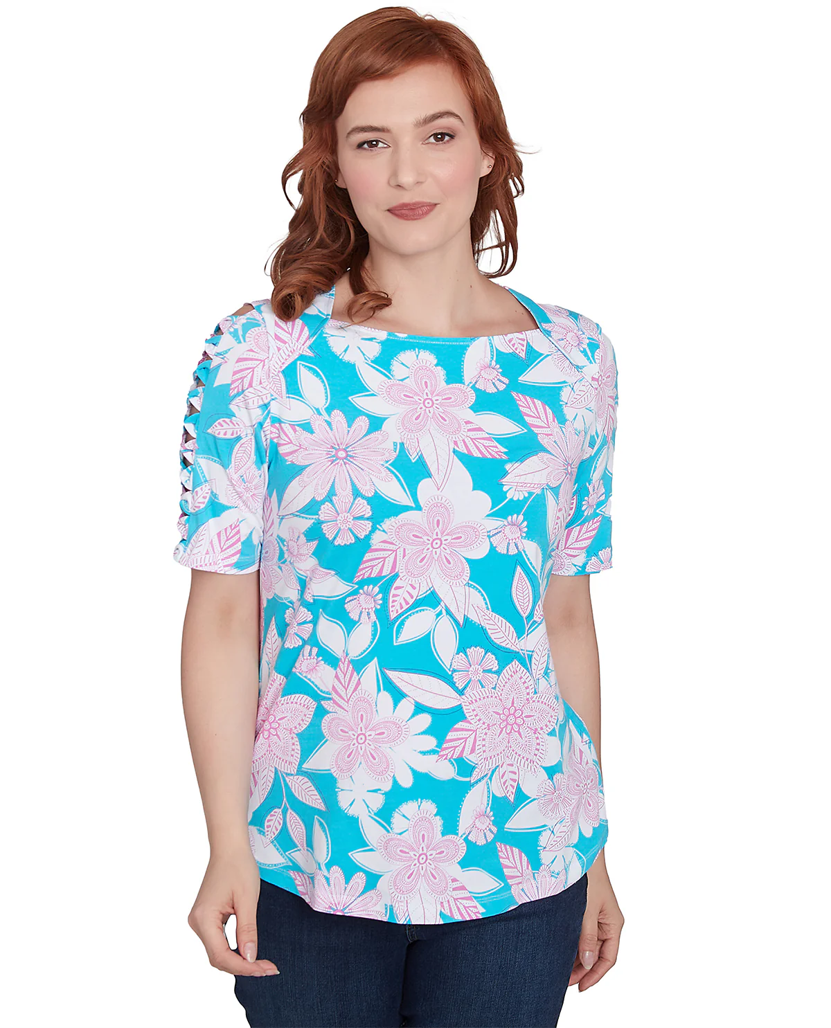 Ruby Road Spring Oasis Floral Knit Top Capri