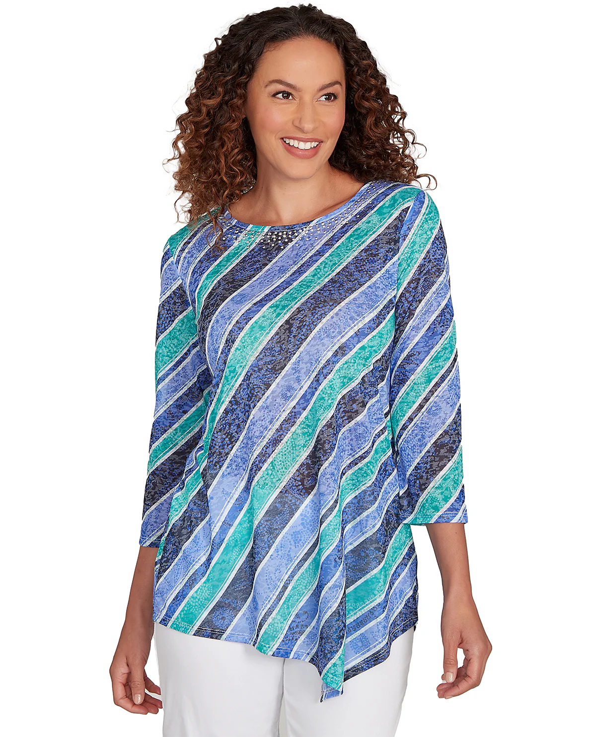 Ruby Road Stripe Right Paisley Print Knit Top - Image 2