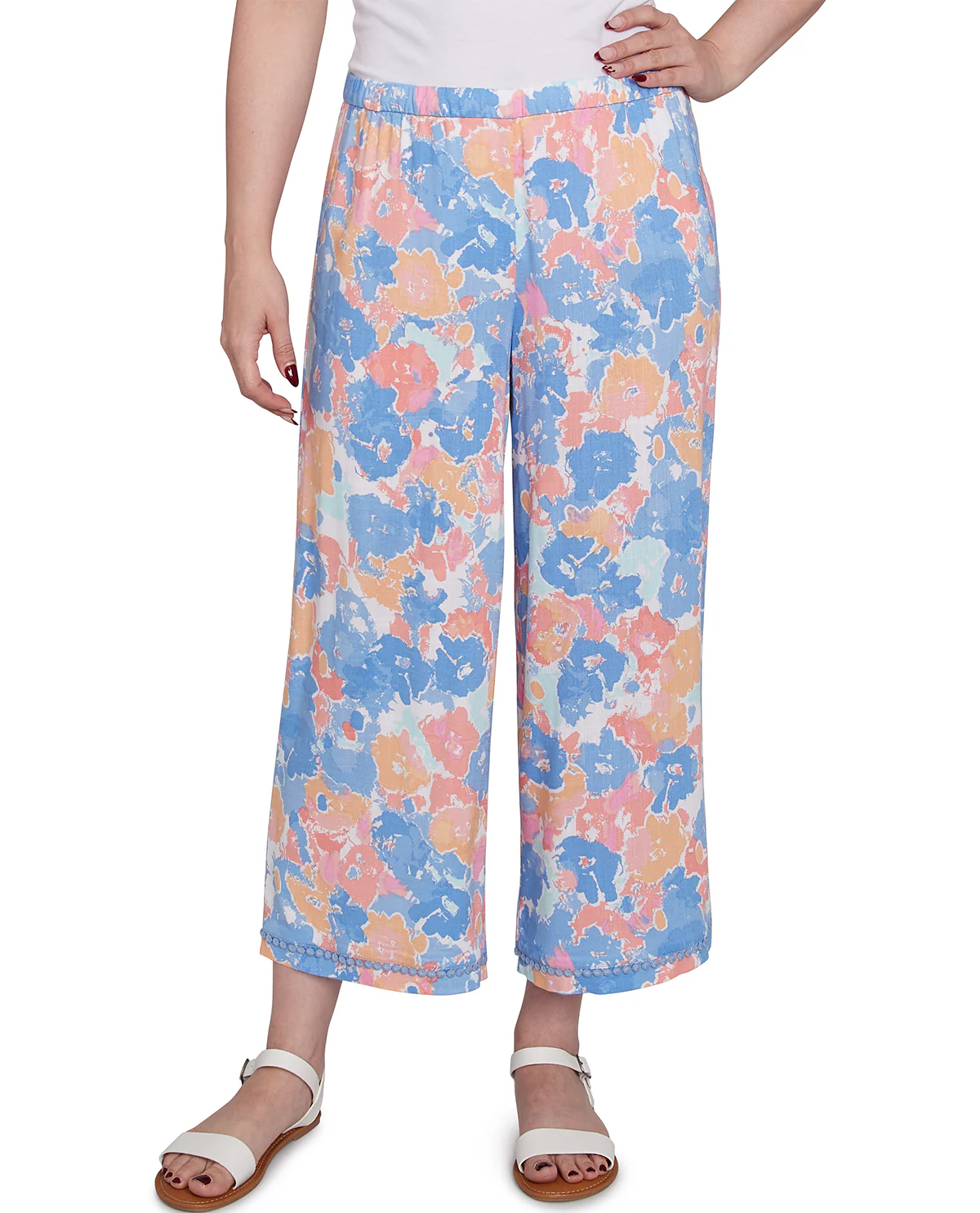 Ruby Road Watercolor Dreams Floral Pant Periwinkle