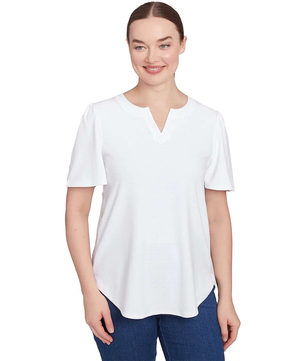 Ruby Road Watercolor Dreams Jacquard Dot Knit Top