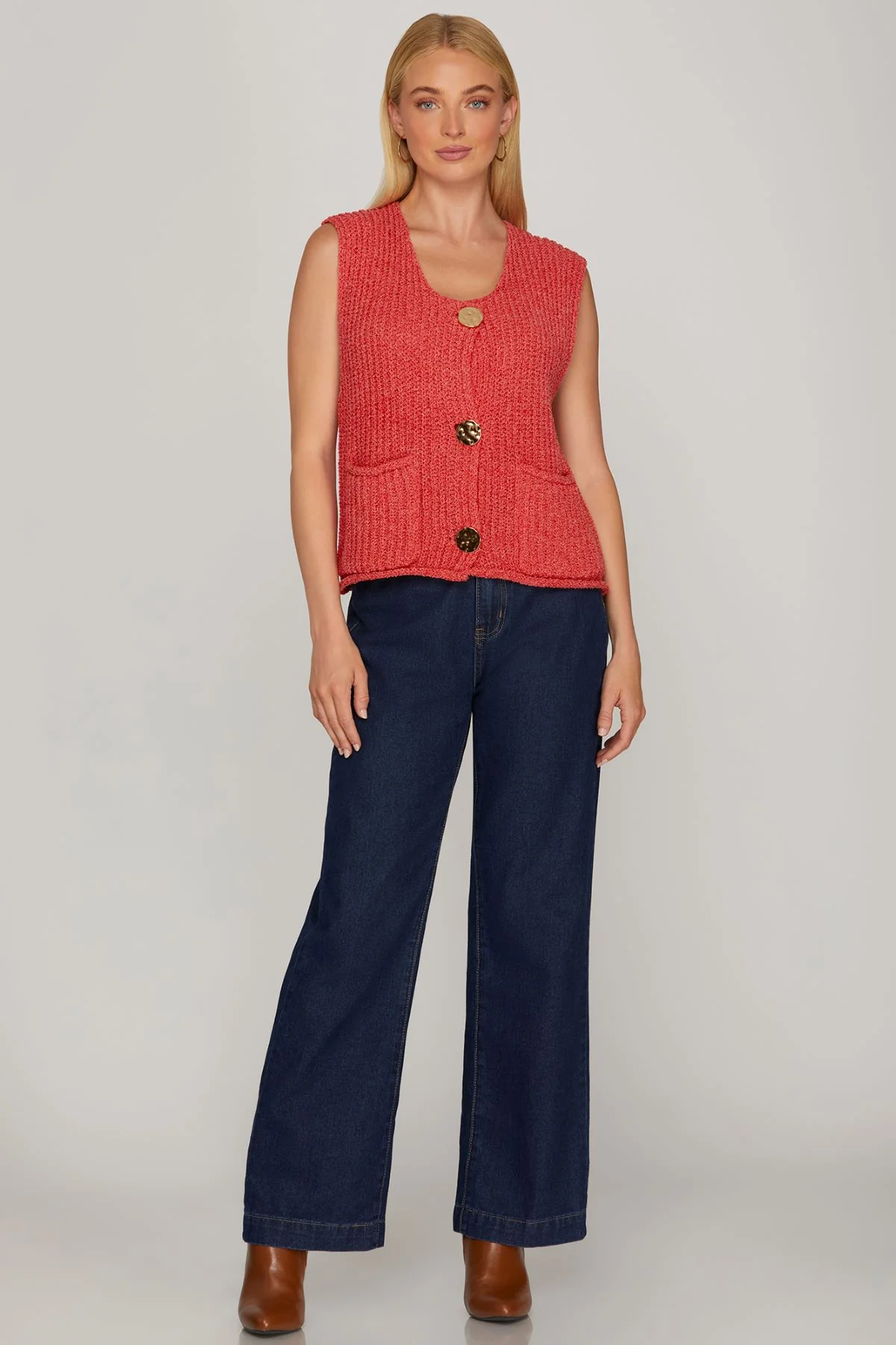 She & Sky Crochet Sweater Vest