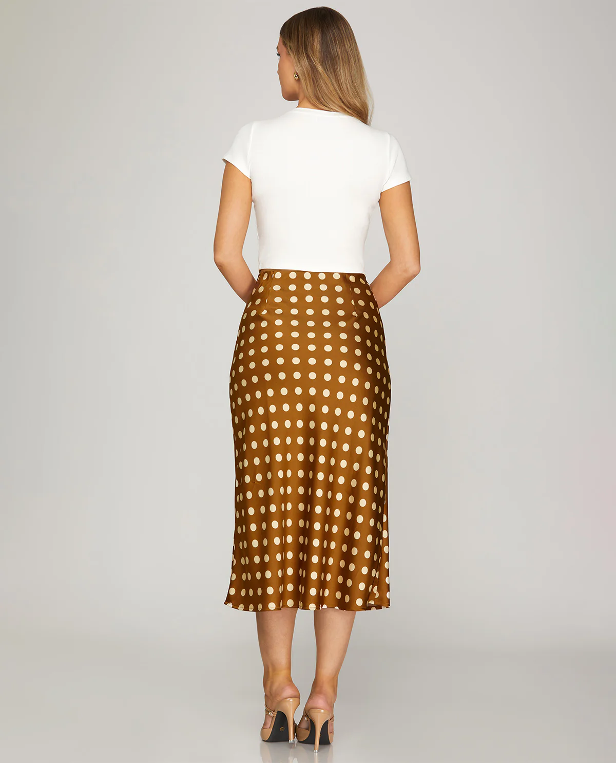 She & Sky Polka Dot Skirt Brown - Image 2