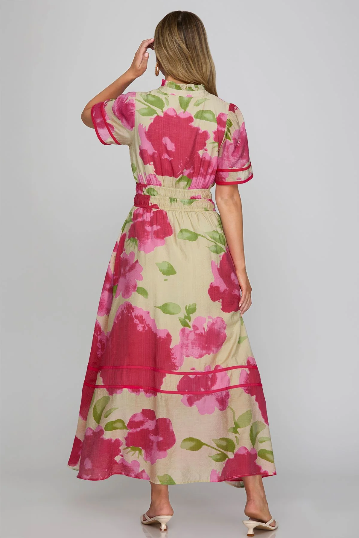 She and Sky Floral Print V Neck Dress - Image 2