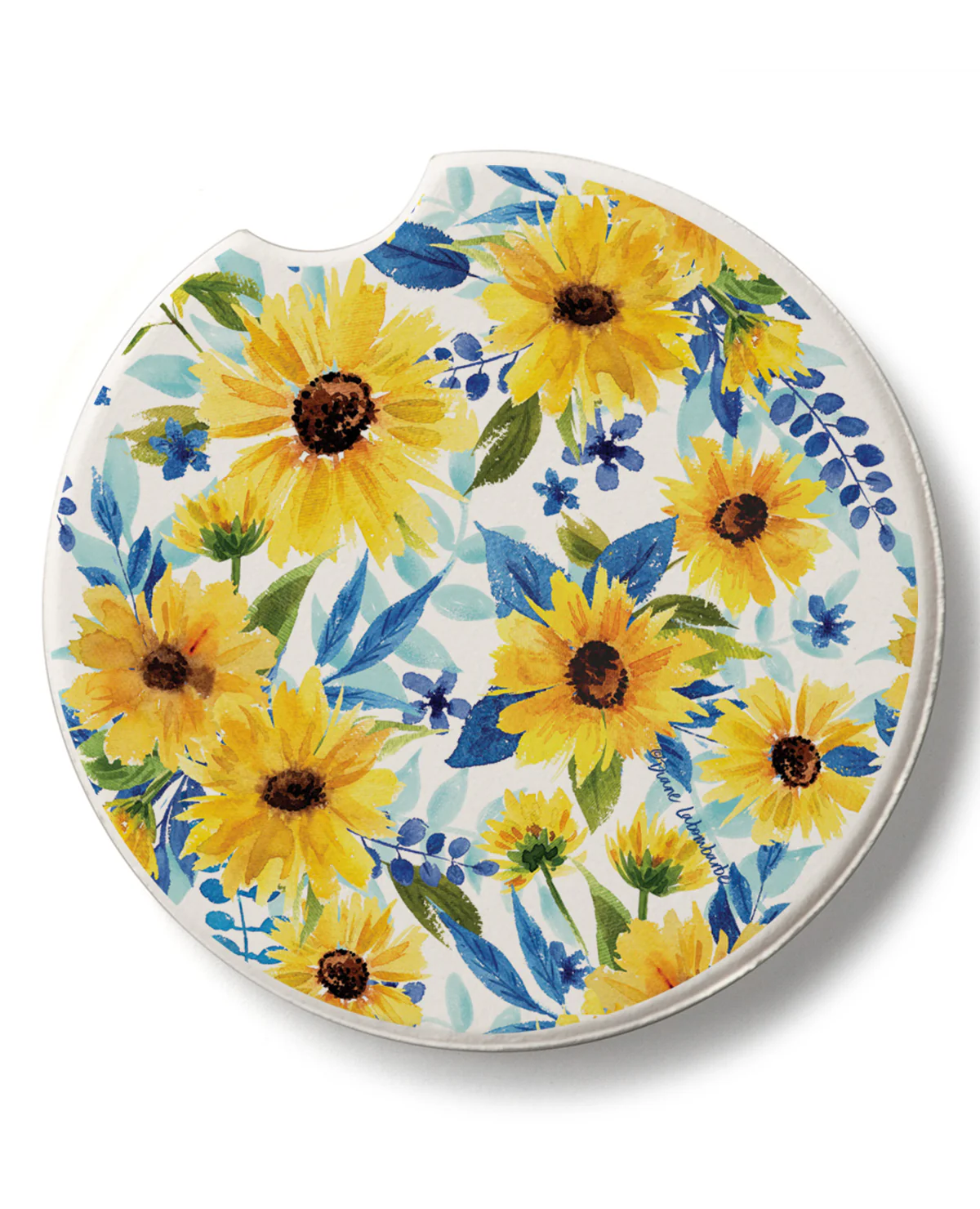 Saphire Gold Sunflower Car Coaster