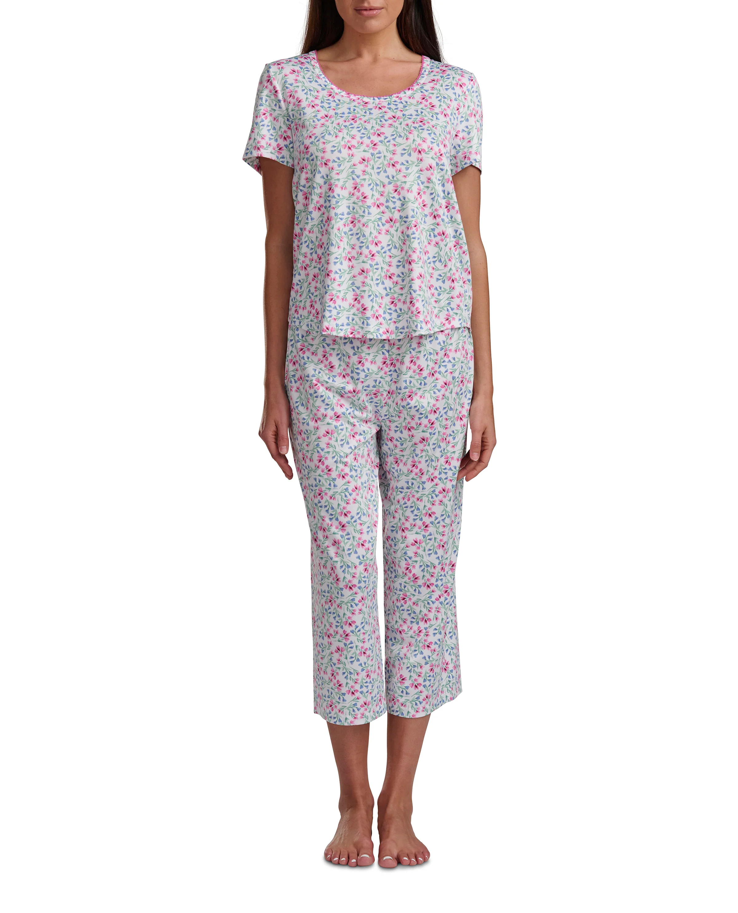 Karen Neuburger Scoop Neck Tee And Crop Pant PJ Set