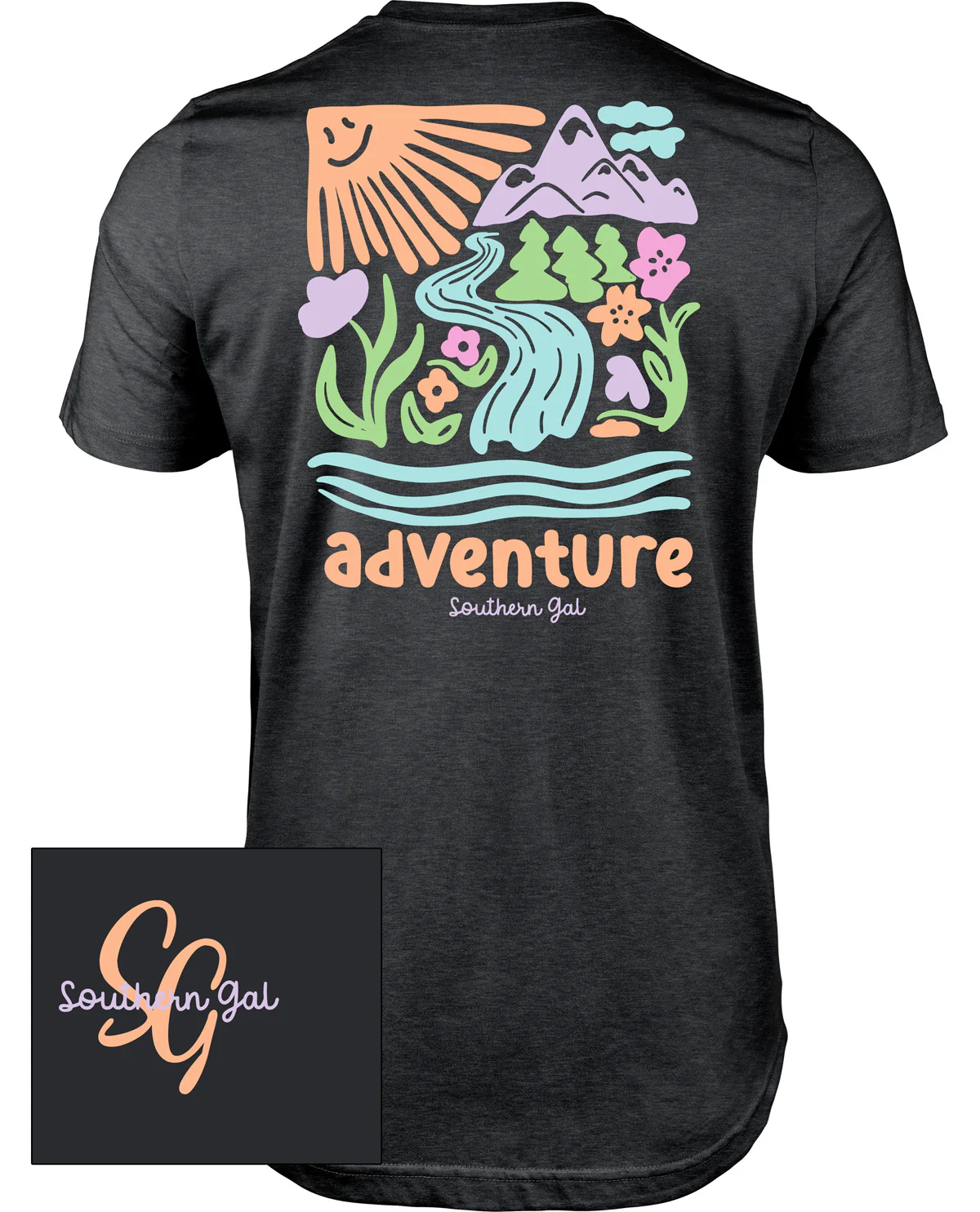 Southern Gal Adventure Short Sleeve Screen Tee Dark Heather