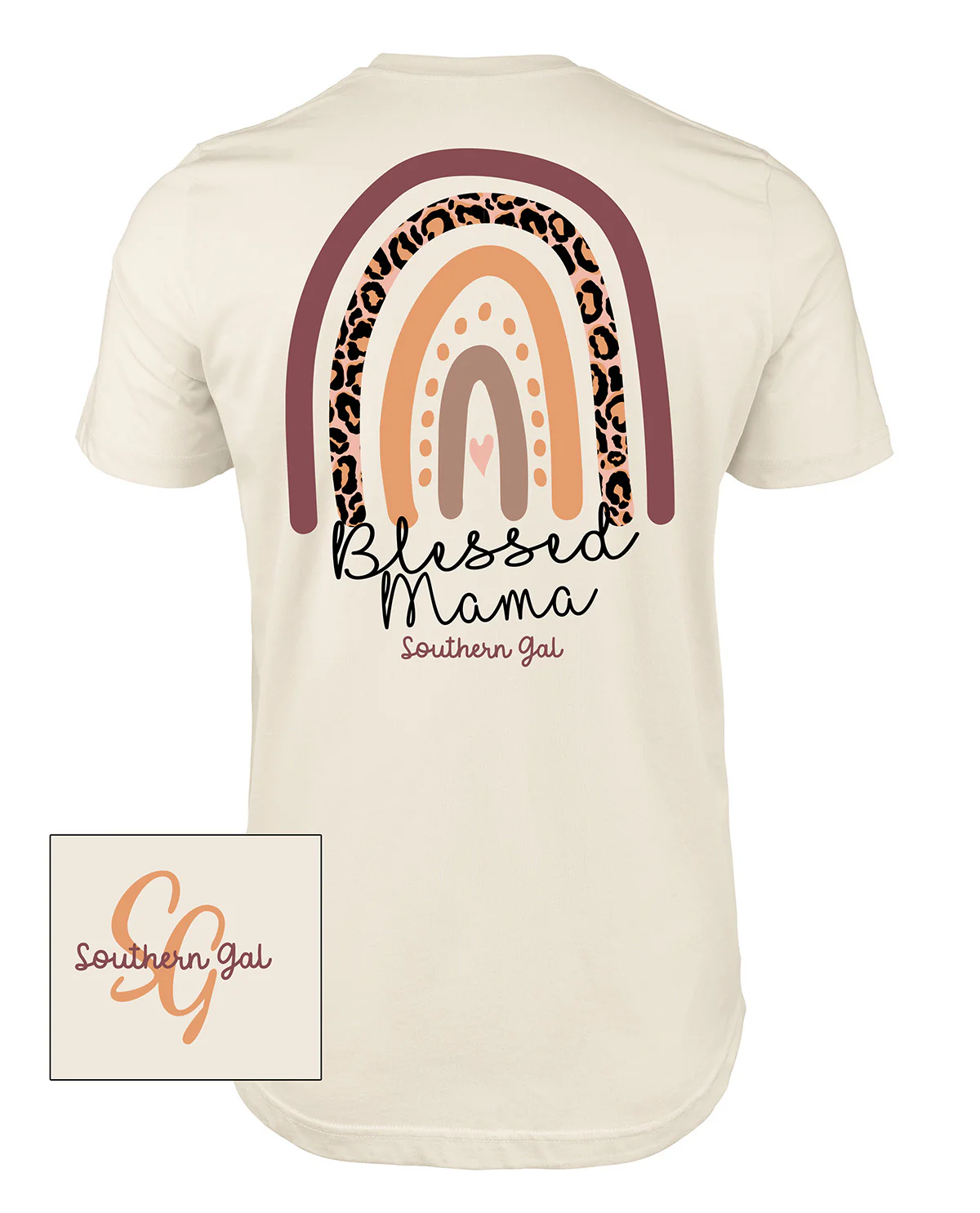 Southern Gal Blessed Mama Short Sleeve Screen Tee Natural