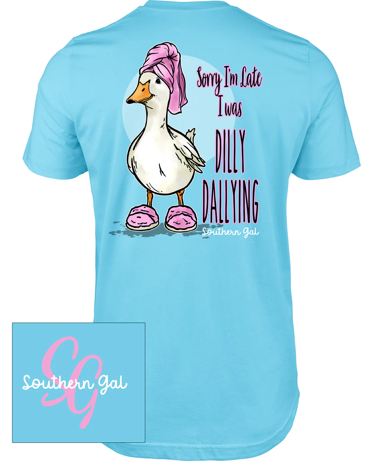 Southern Gal Dilly Dally Short Sleeve Screen Tee Sky Blue