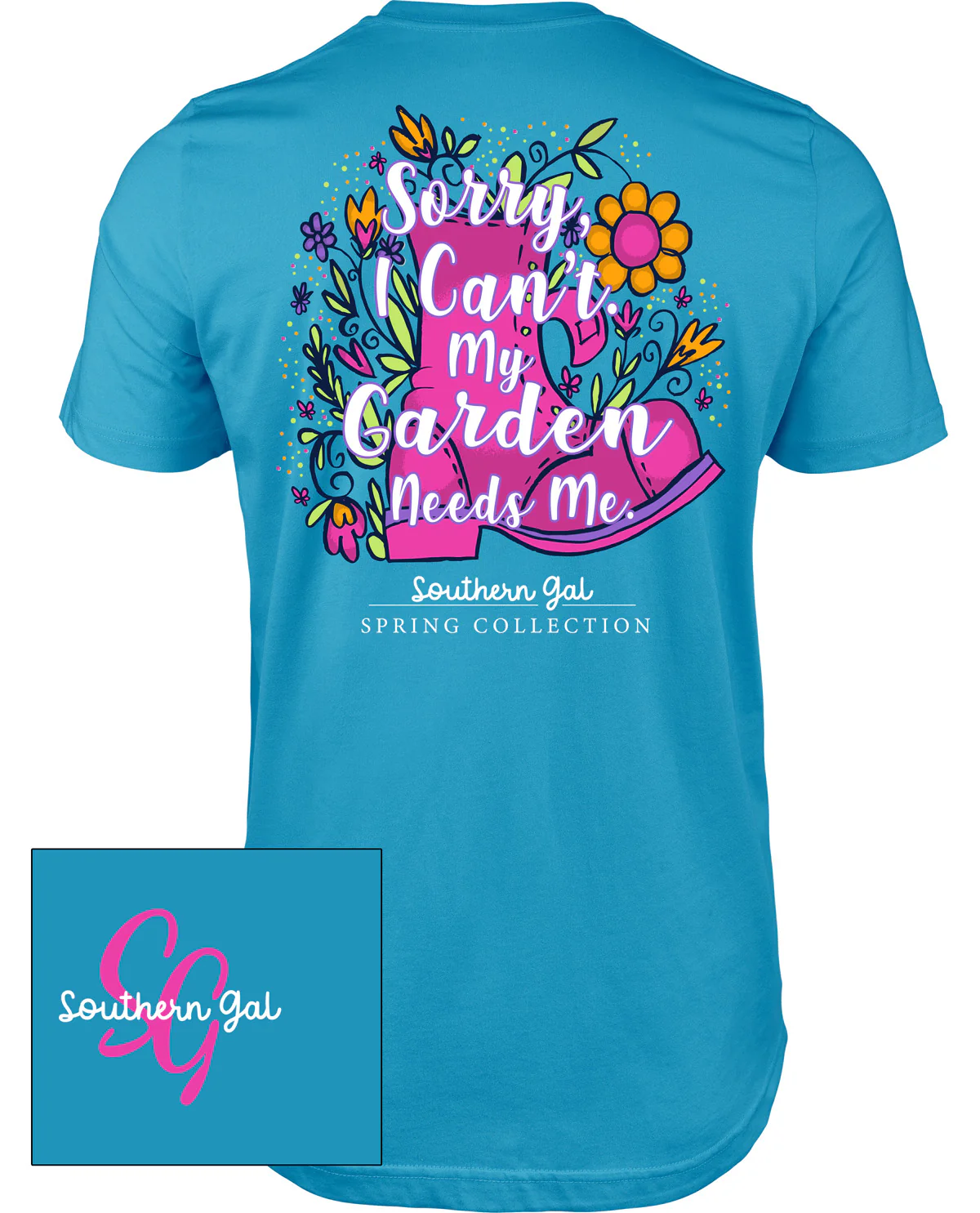 Southern Gal Garden Need Me Short Sleeve Screen Tee Sapphire