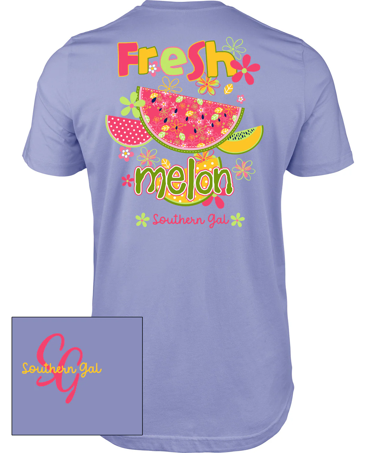 Southern Gal Fresh Melons Short Sleeve Screen Tee Violet
