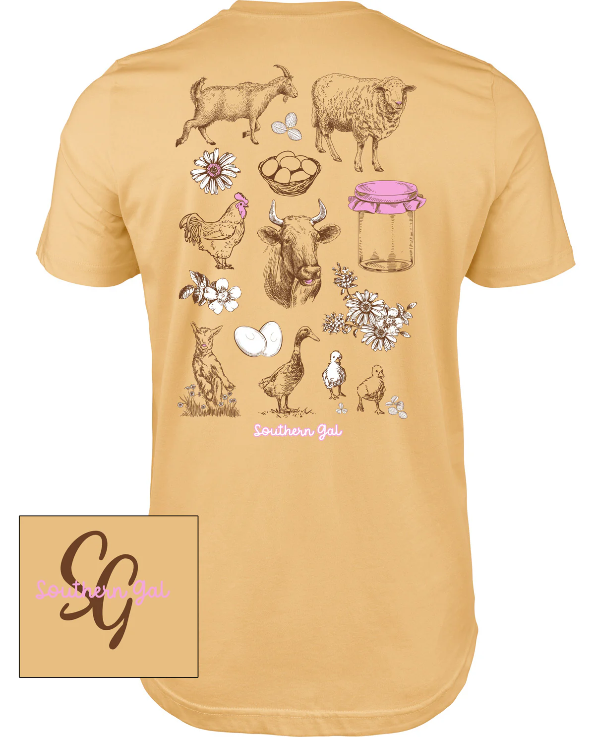 Southern Gal The Farm Short Sleeve Screen Tee Yellow