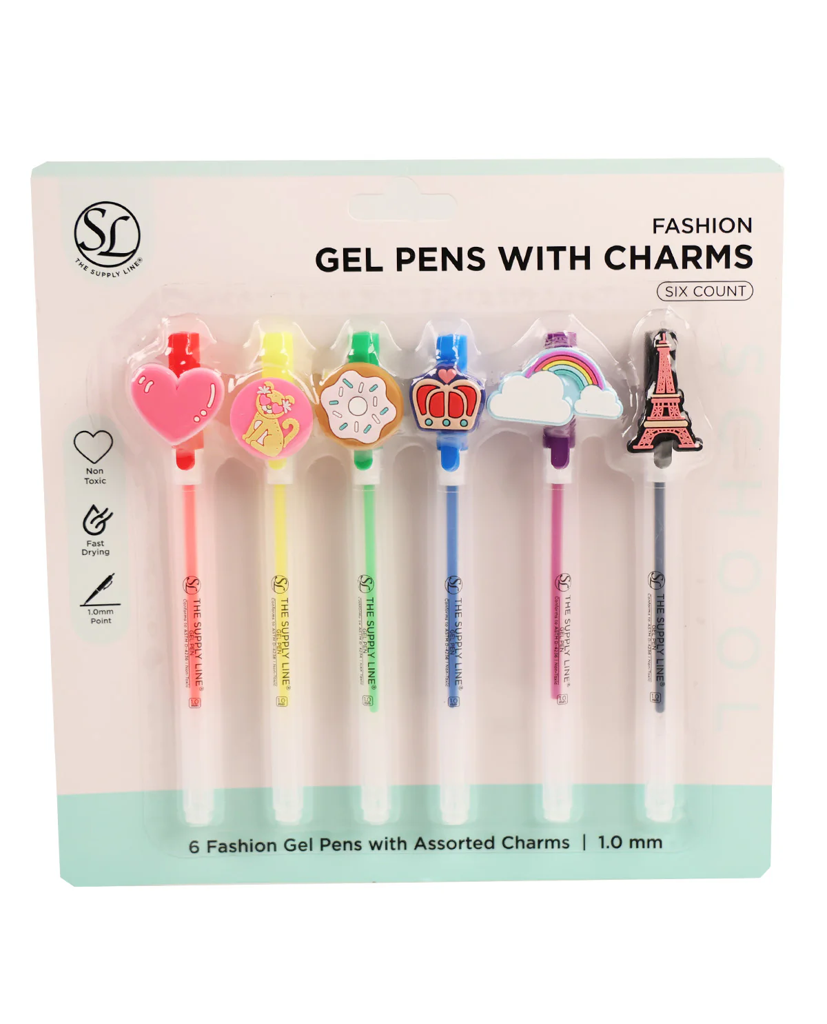 6ct Fashion Gel Pens With Charms