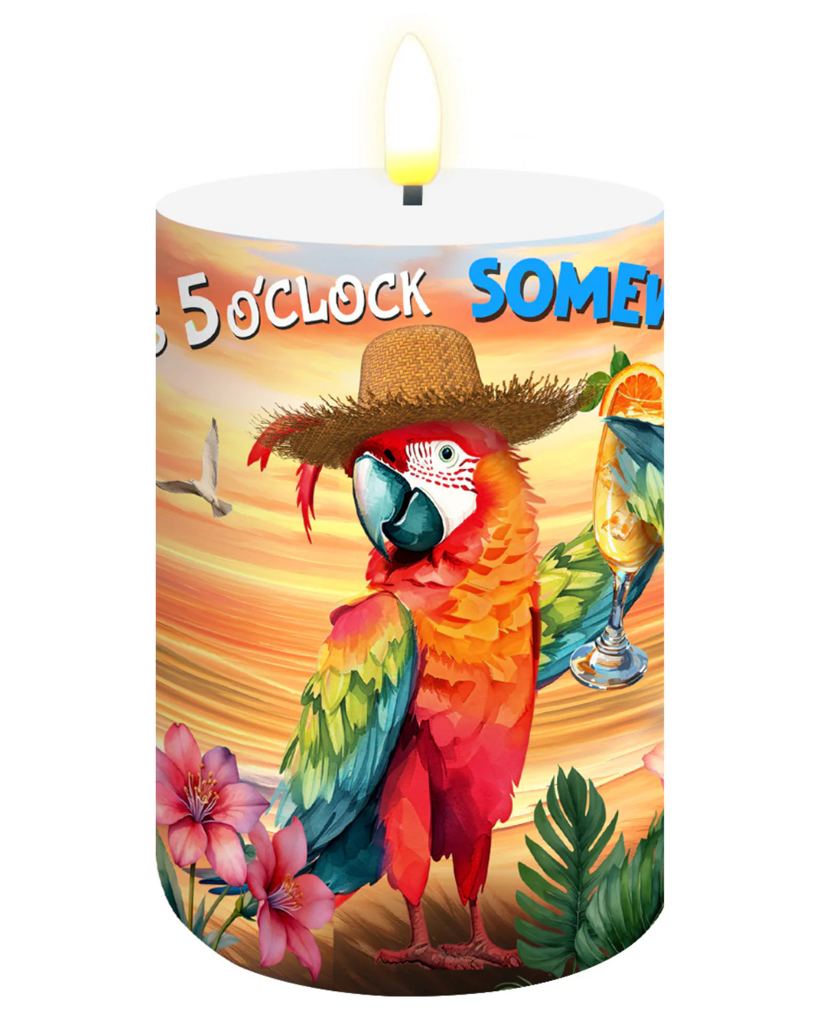 Sunset Parrot Flameless Candle
