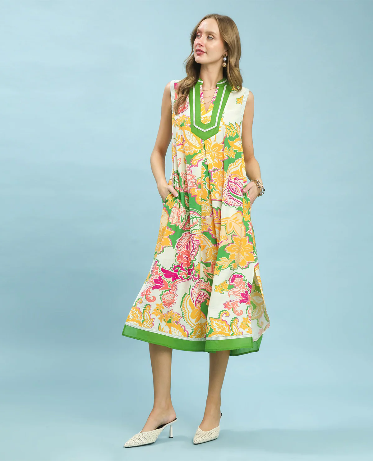 Umgee Floral Sleeveless Dress