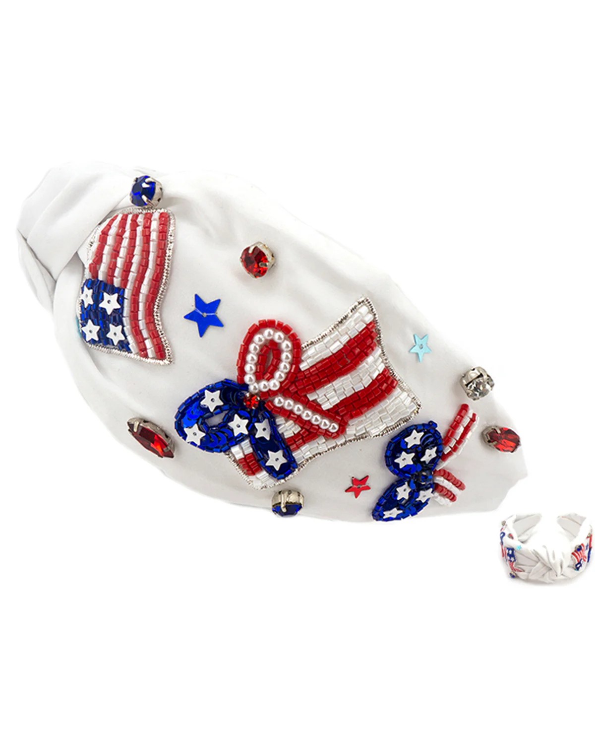 USA Flag White Ribbon Headband
