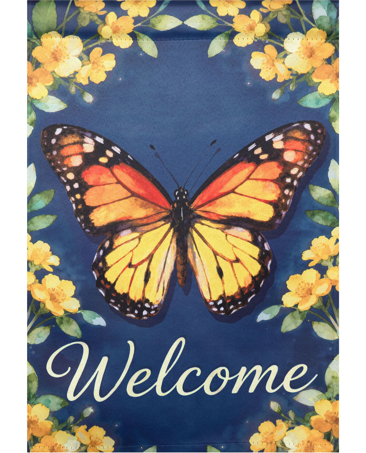 Welcome Butterfly Suede Garden Flag