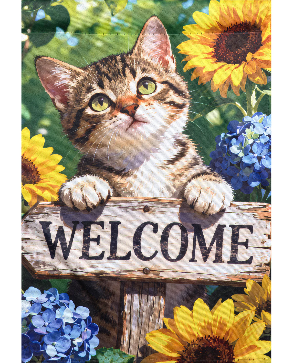 Welcome Cat Suede Garden Flag