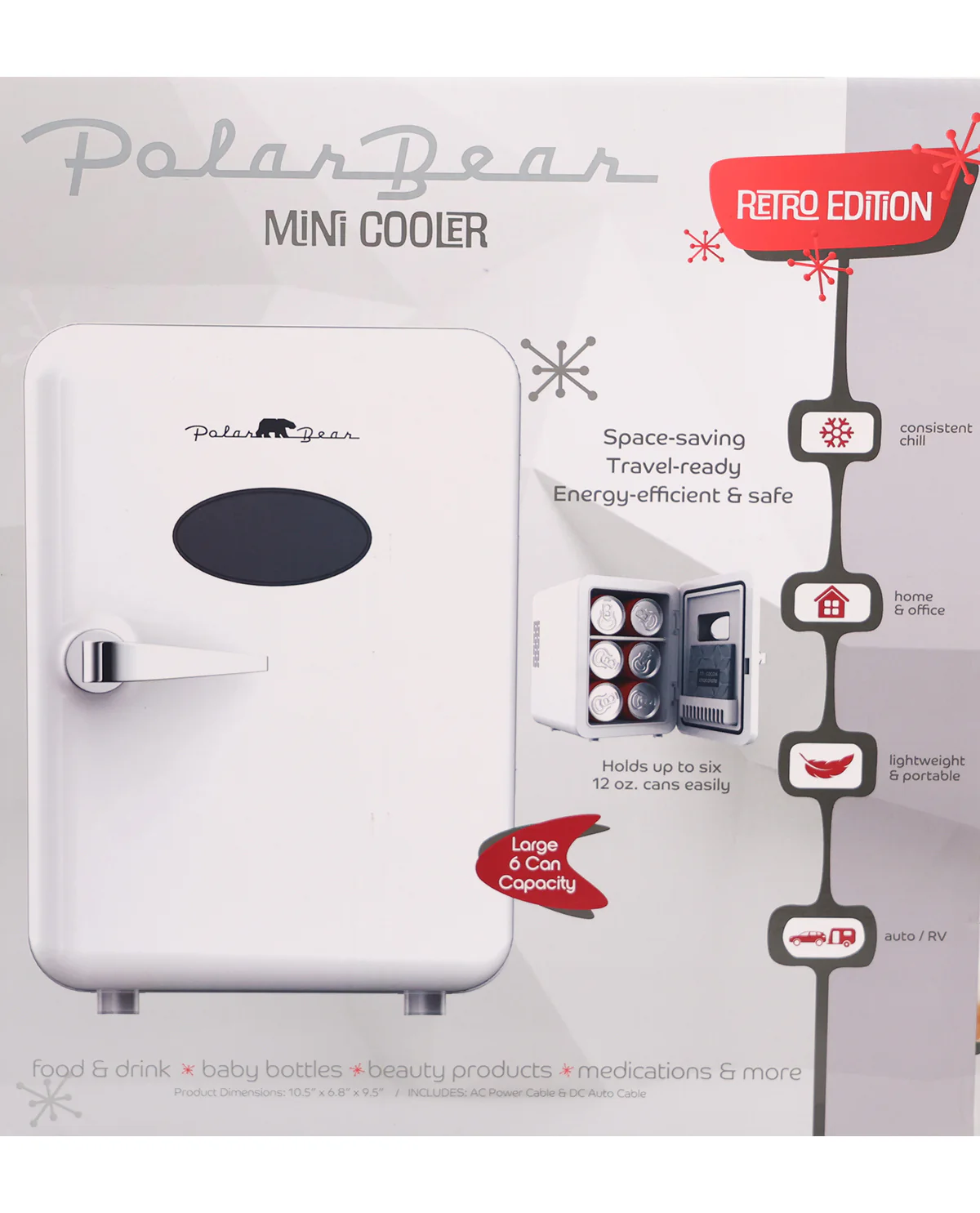 Polar Bear White Retro Mini Fridge