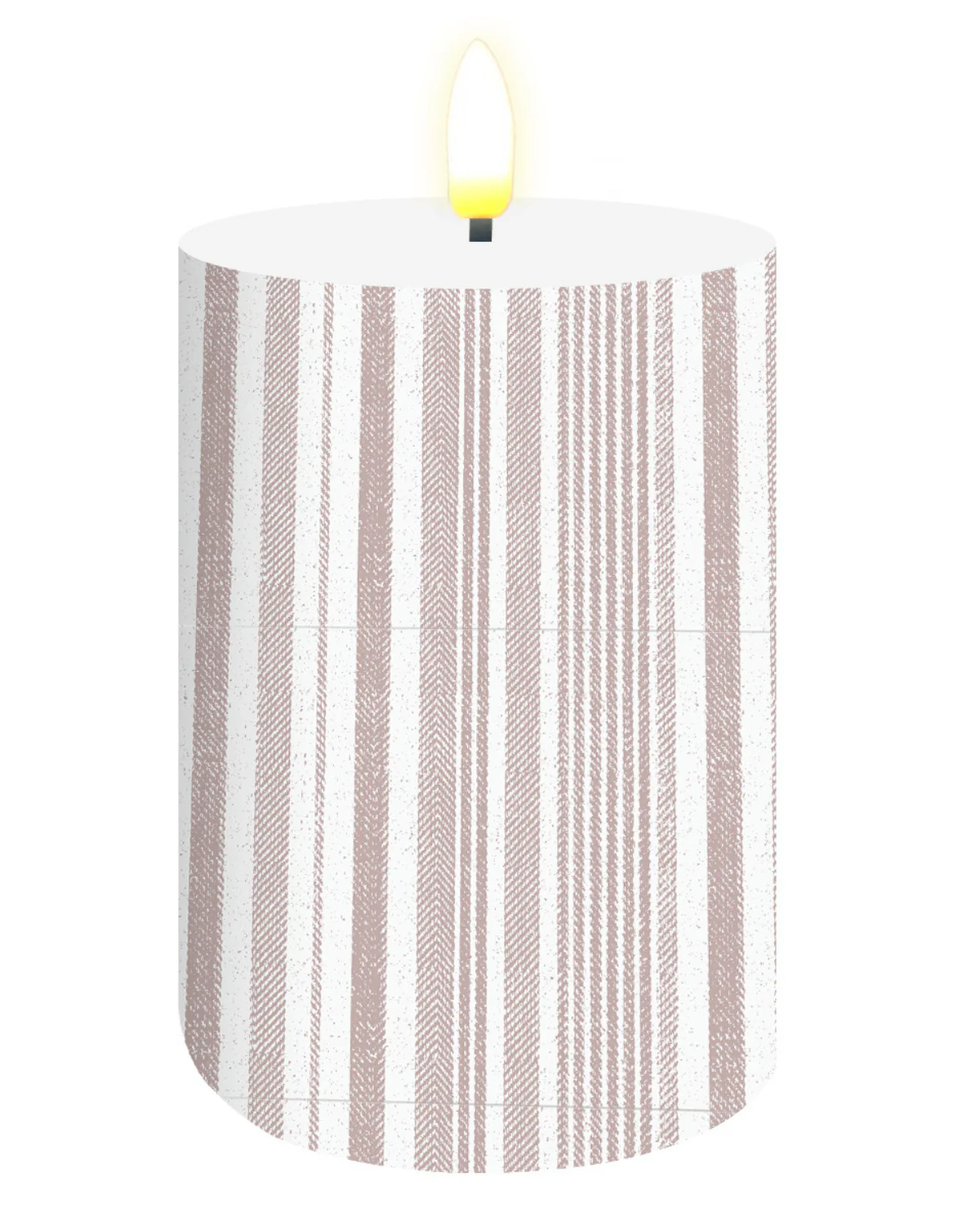 White and Pink Stripe Flameless Candle