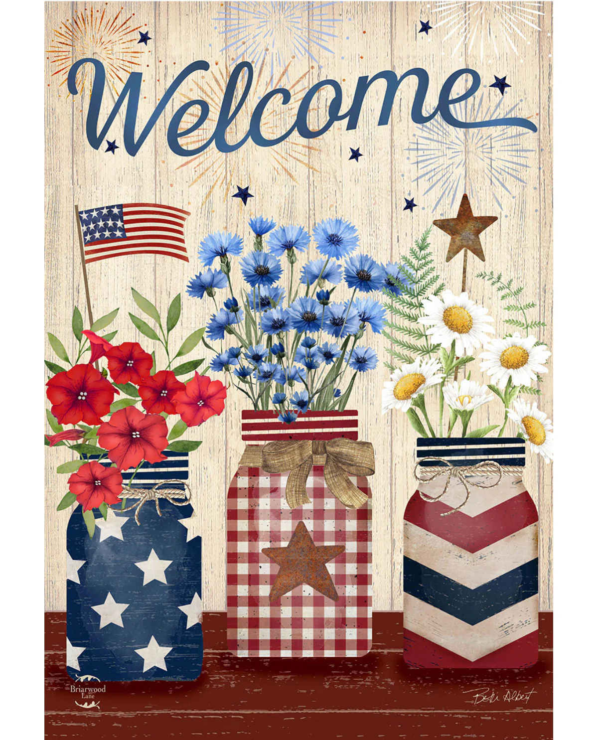 "Welcome" American Mason Jars House Flag