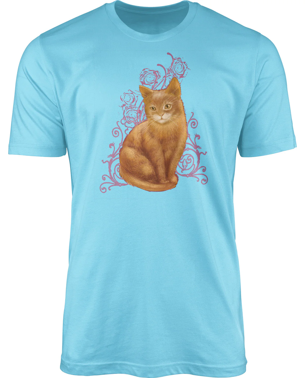Cat Pose Short Sleeve Screen Tee Sky Blue