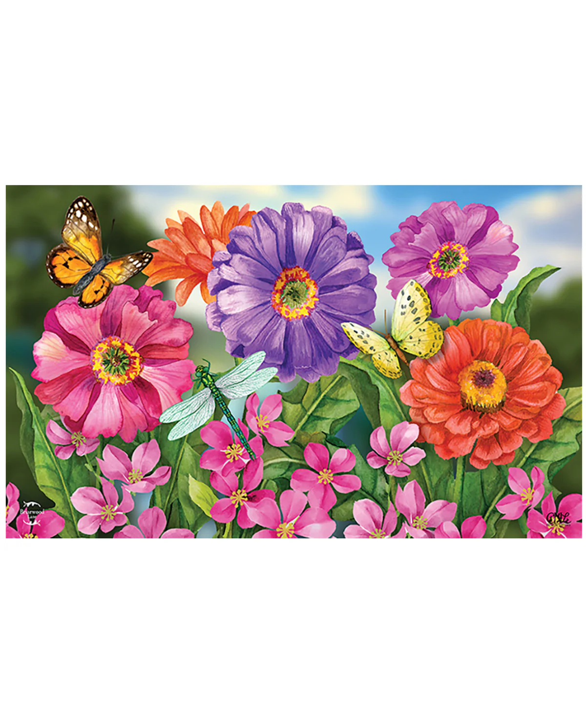 Zinnias In Bloom Spring Doormat