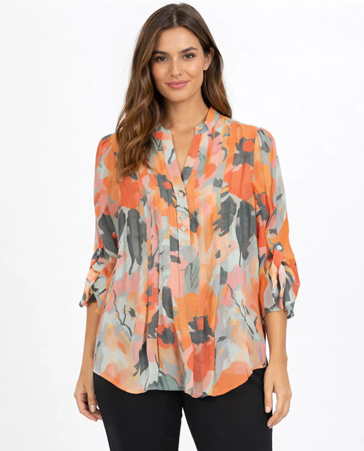 Zac & Rachel Print Pintuck Slub Top - Image 2